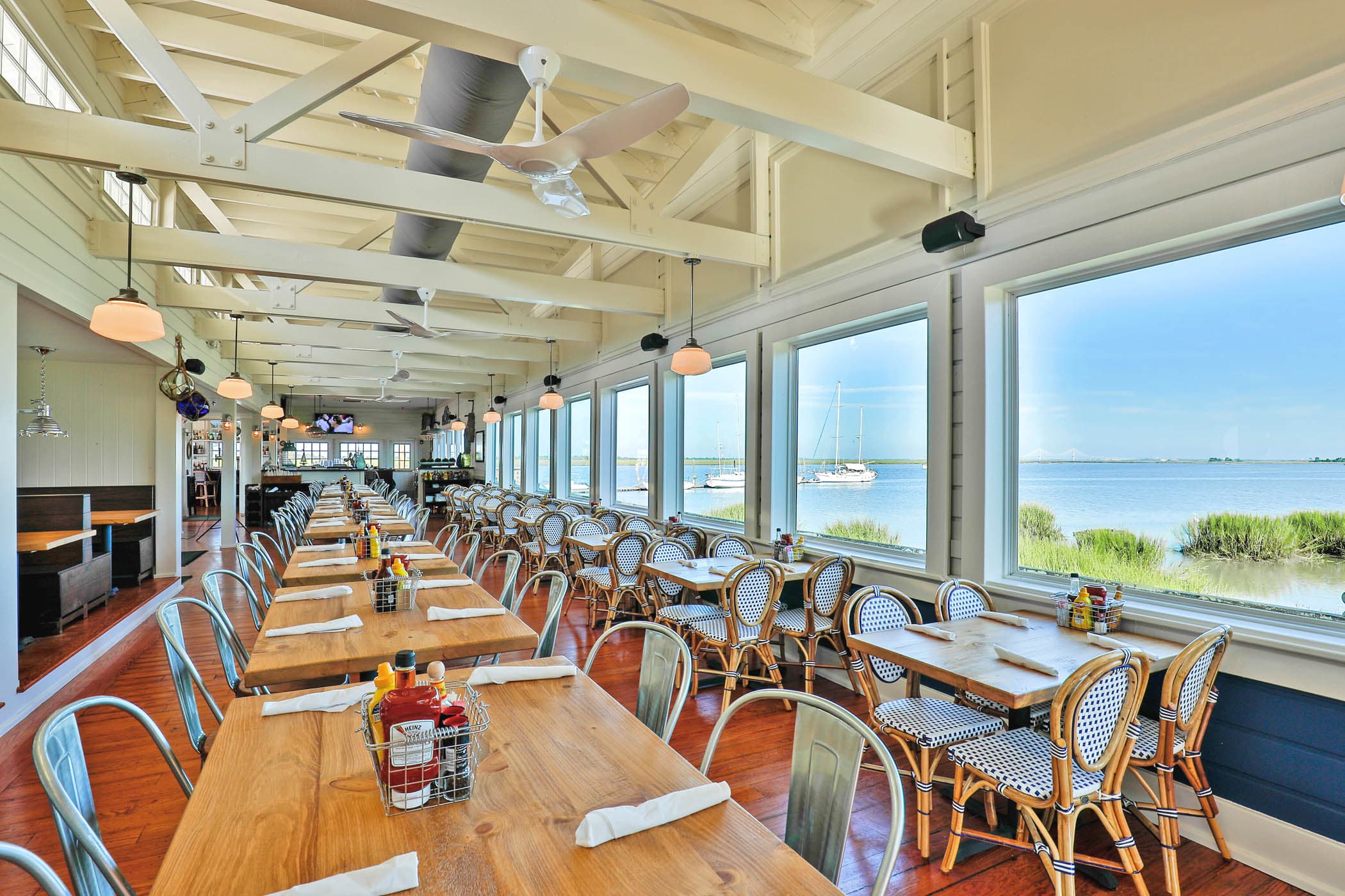 Inside the wharf that is set up for service