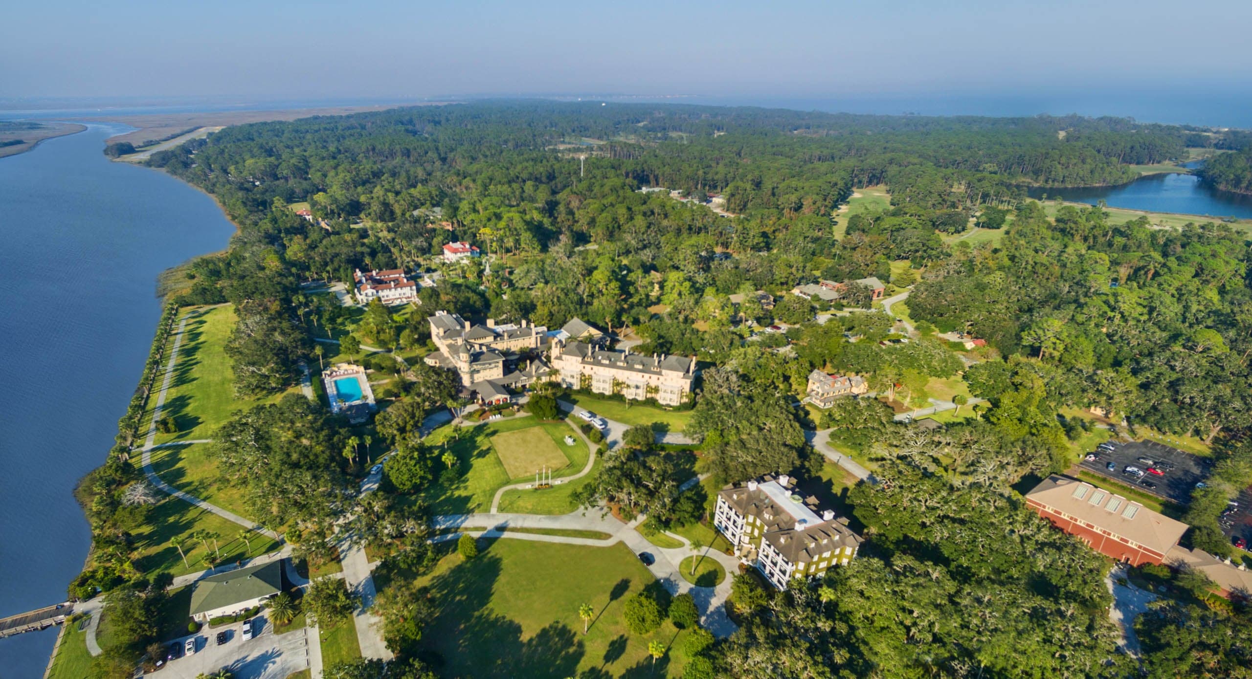 An aerial view of the whole resort