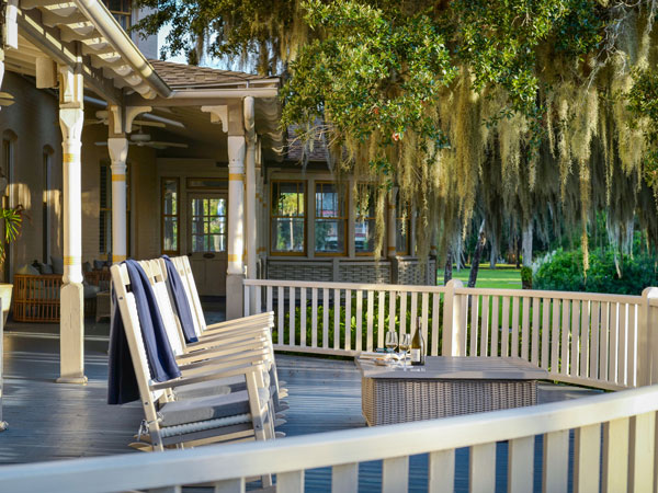 Large Deck With Rocking Chairs